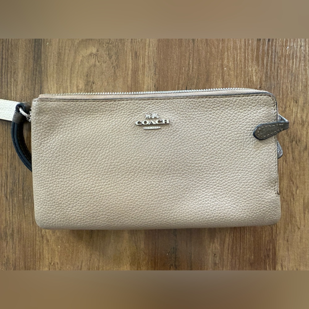 Coach Taupe Leather Zip Wallet